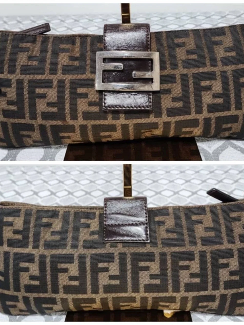 Authentic FENDI Zucca Shoulder Bag Brown